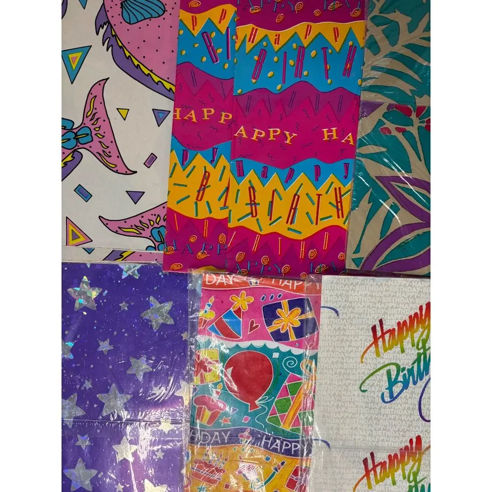 Vntg 90s Y2K Wrapping Paper Gift Wrap Lot 14 oz Scrapbook Junk Journal